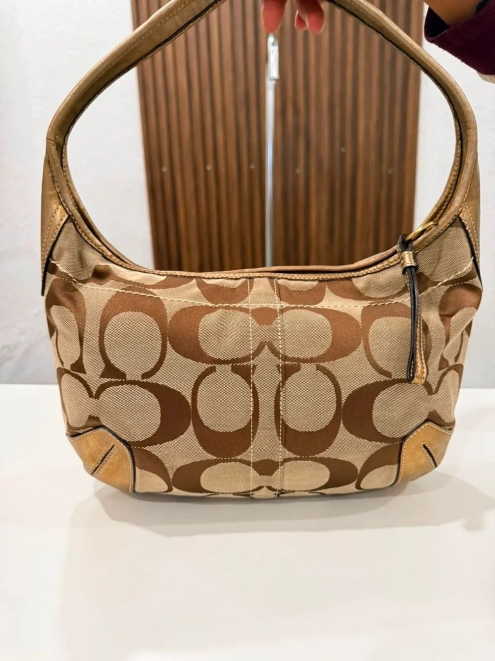 Coach Ergo Y2K Monogram Canvas Leather Hobo Brown Tan Shoulder Bag VTG #11600